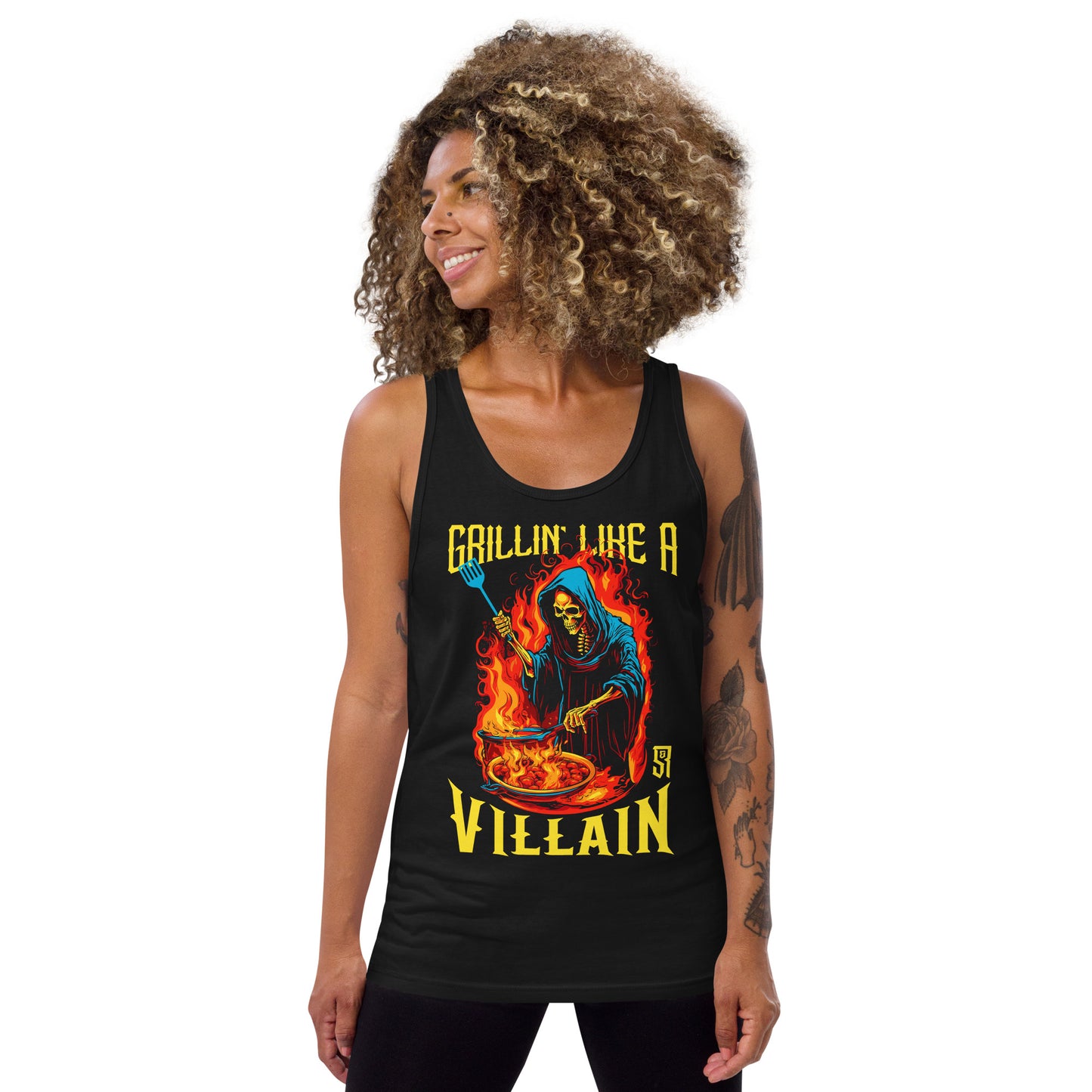 Grillin' like a Villain Grim Reaper Unisex Tank Top