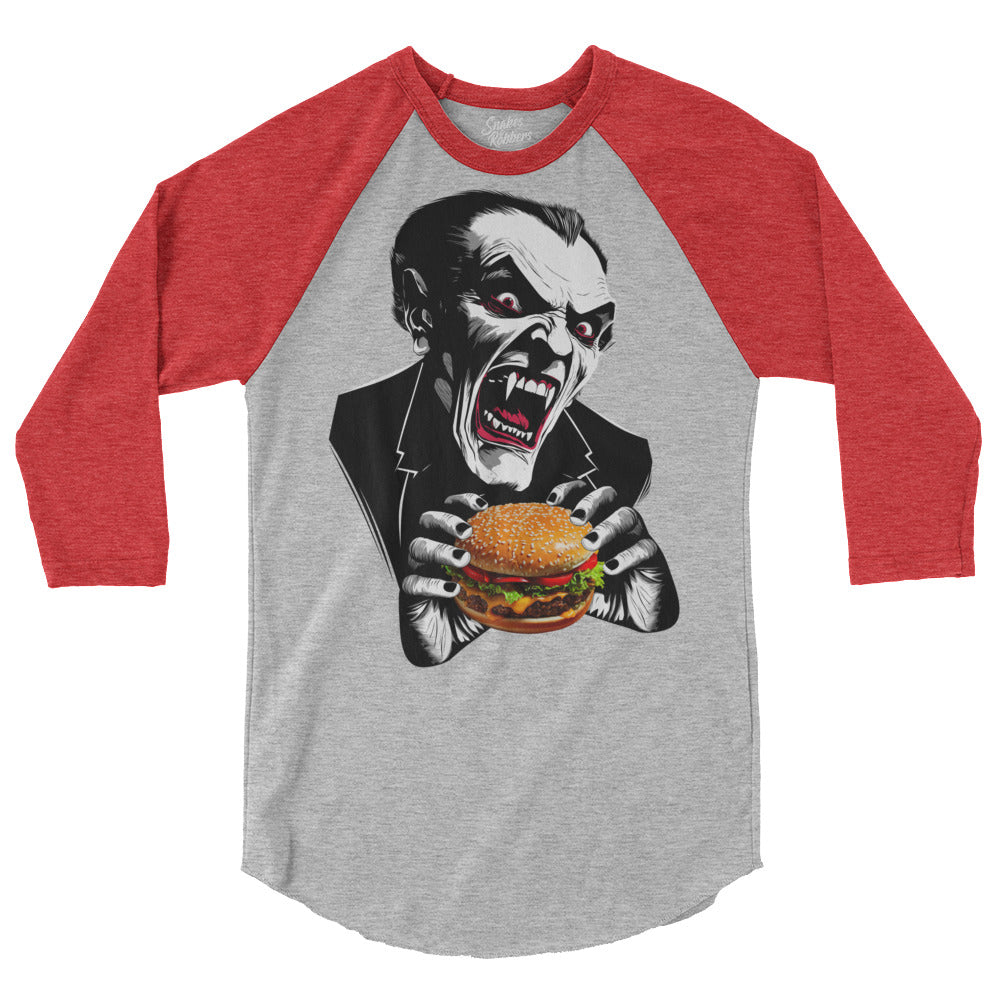 Count Cheese Burger 3/4 sleeve raglan shirt