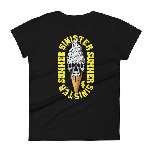 Sinister Summer Skull Ice-cream Women's Fashion Fit T-shirt
