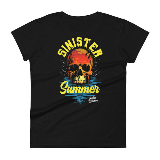 Sinister Summer Skull Sunset Women's Fashion Fit T-shirt