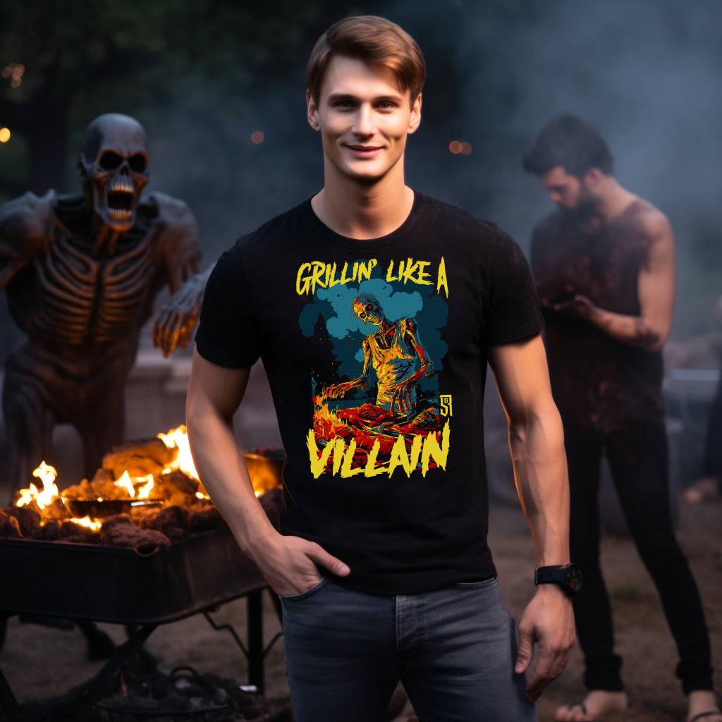 Grillin' like a Villain Zombie Unisex Retail Fit T-Shirt