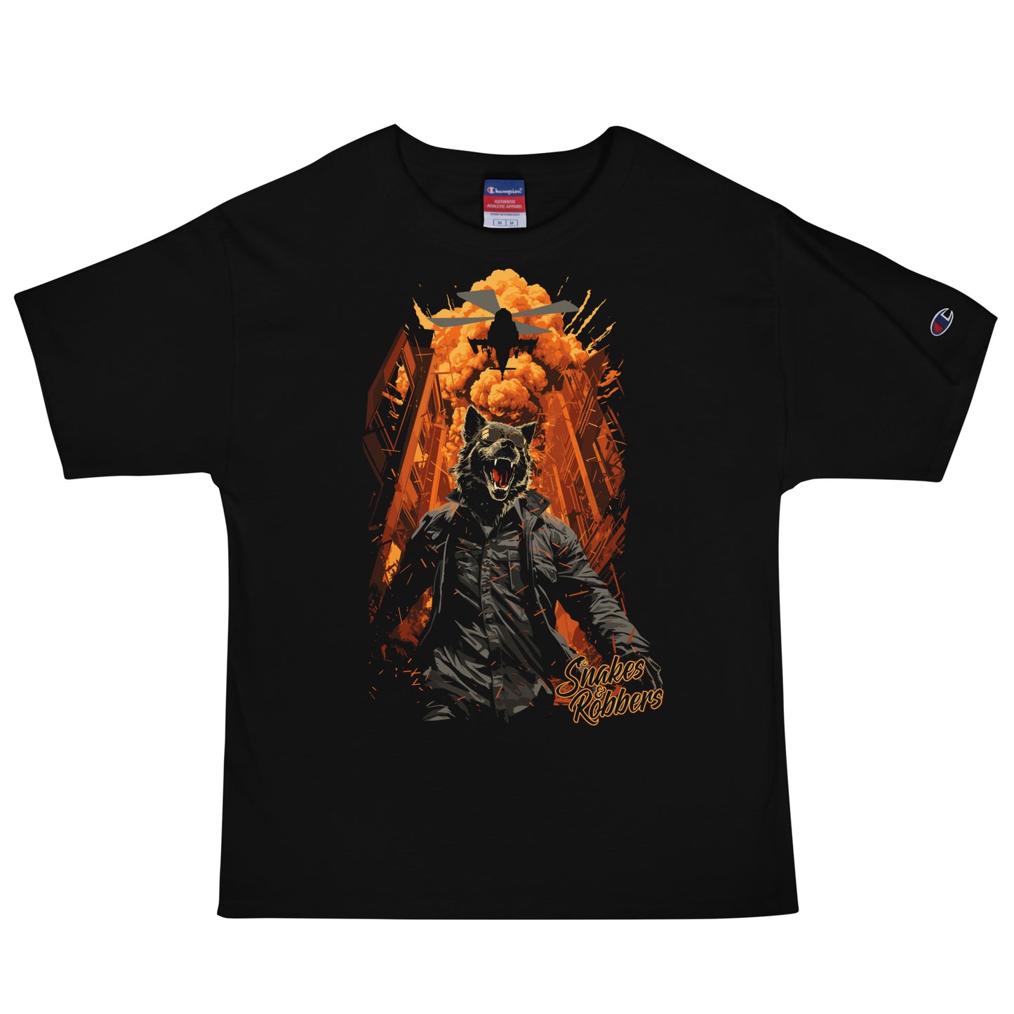 Lone Wolf walking away from Explosion Men's Champion Relaxed Fit T-shirt