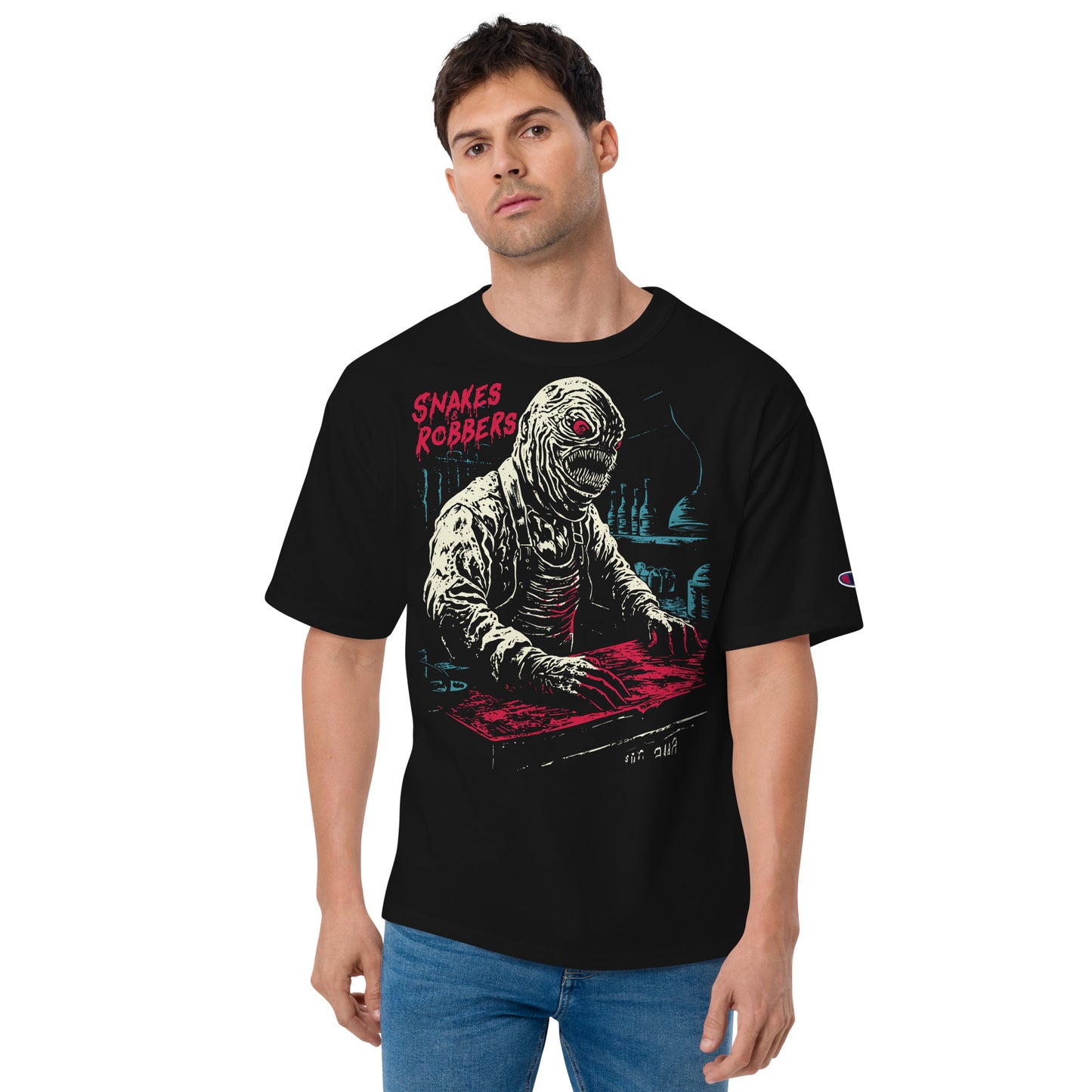 Butcher Shop Lagoon Creature Men's Champion Relaxed Fit T-shirt