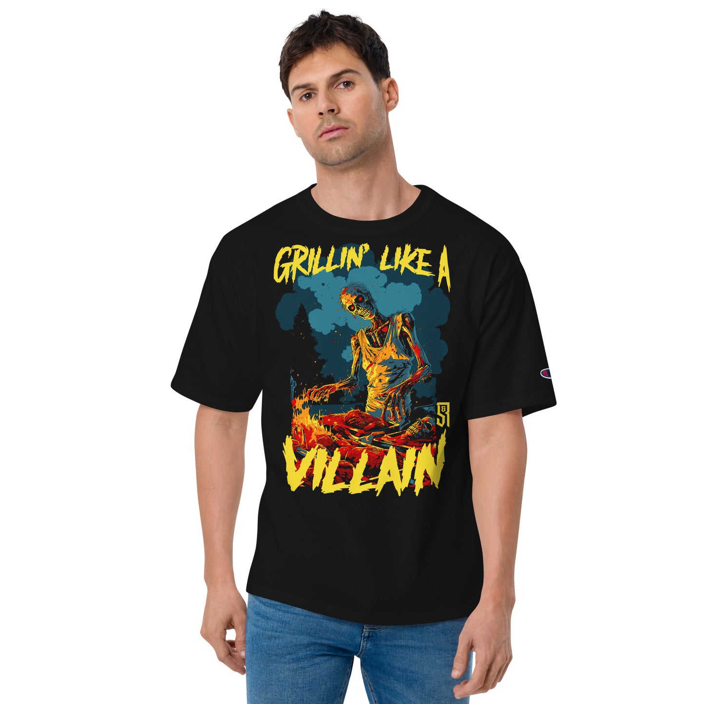 Grillin' like a Villain Zombie Men's Champion Relaxed Fit T-shirt