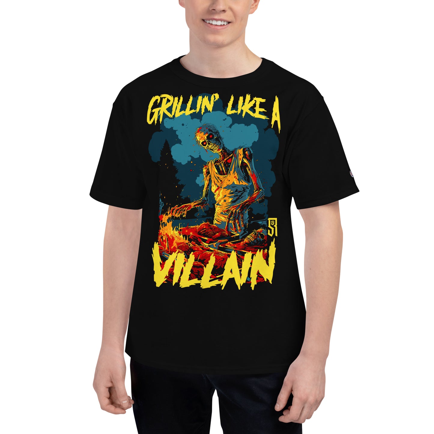 Grillin' like a Villain Zombie Men's Champion Relaxed Fit T-shirt