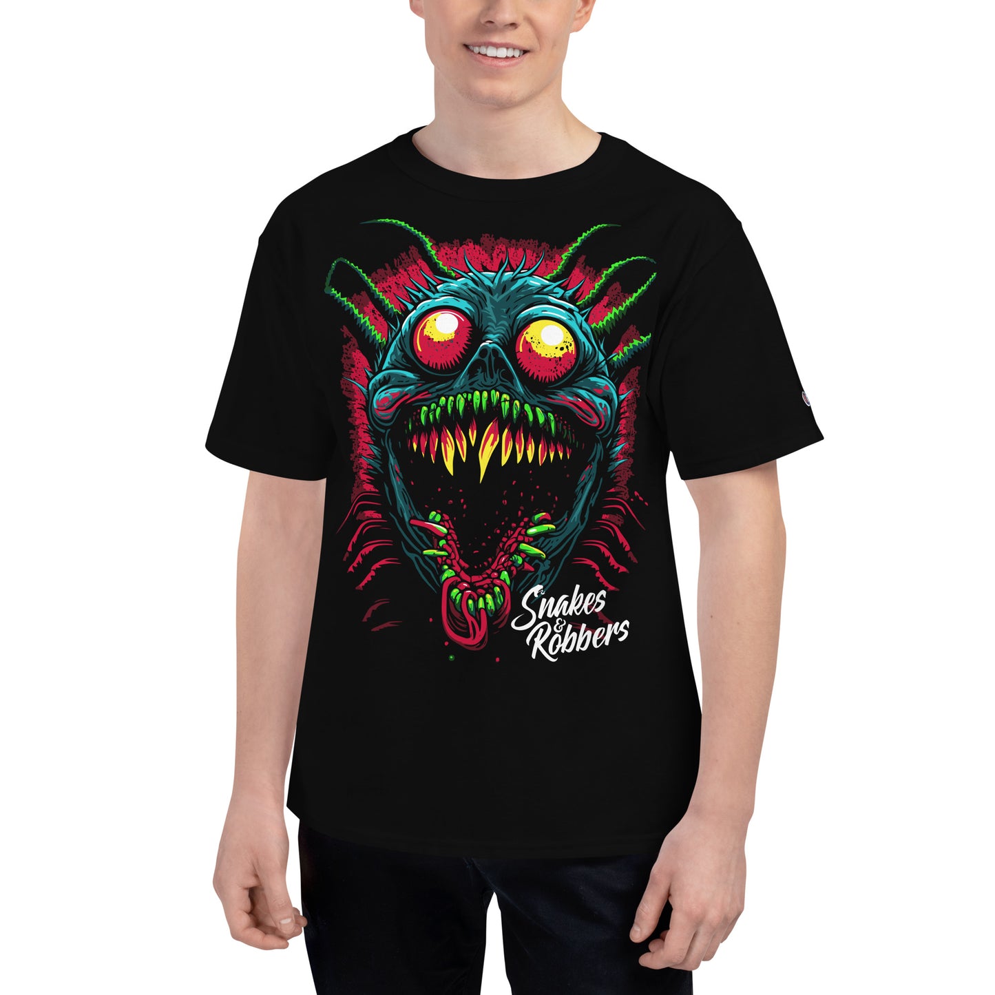 Psychedelic Monster Spider Men's Champion Relaxed Fit T-shirt