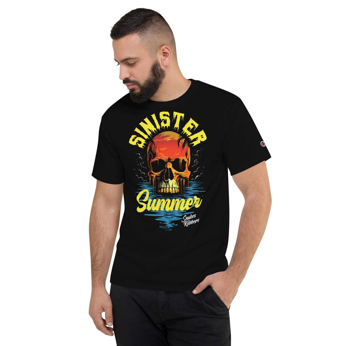 Sinister Summer Skull Sunset Men's Champion Relaxed Fit T-shirt