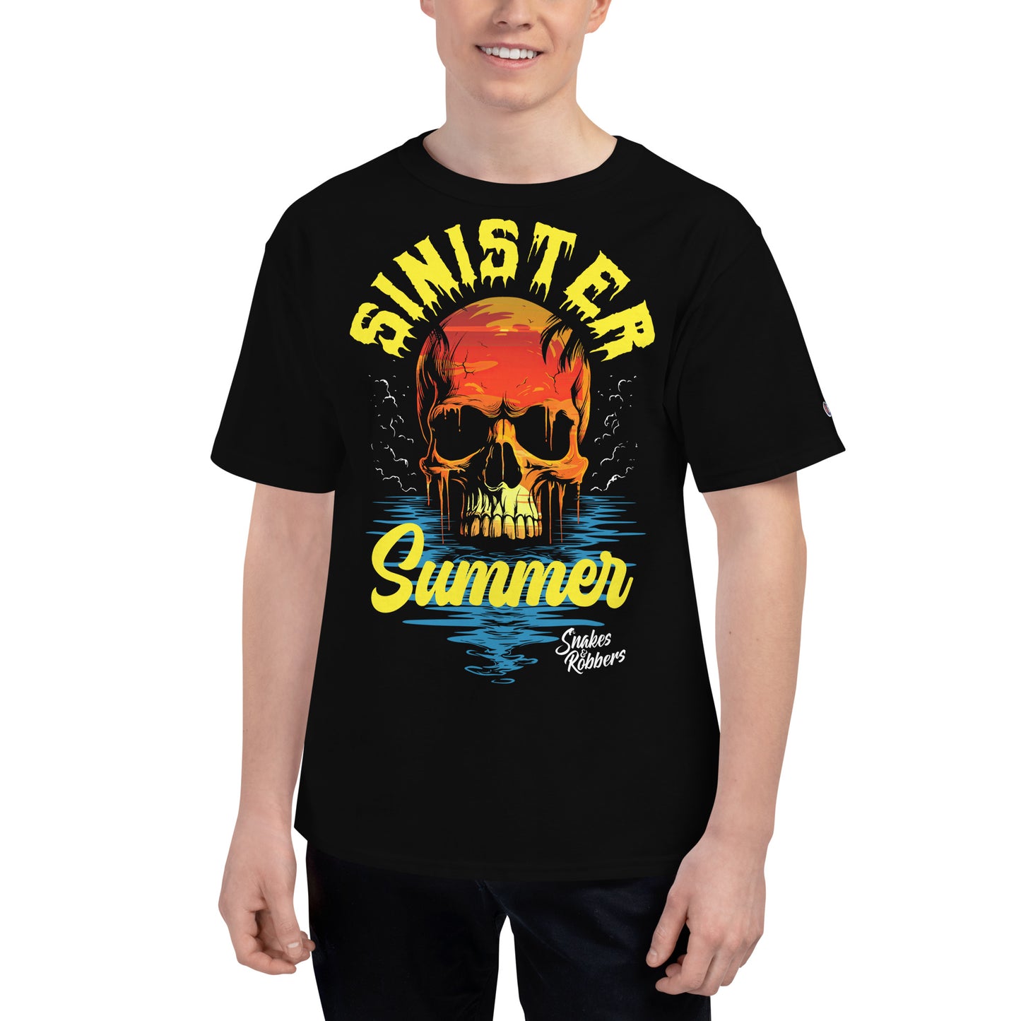 Sinister Summer Skull Sunset Men's Champion Relaxed Fit T-shirt