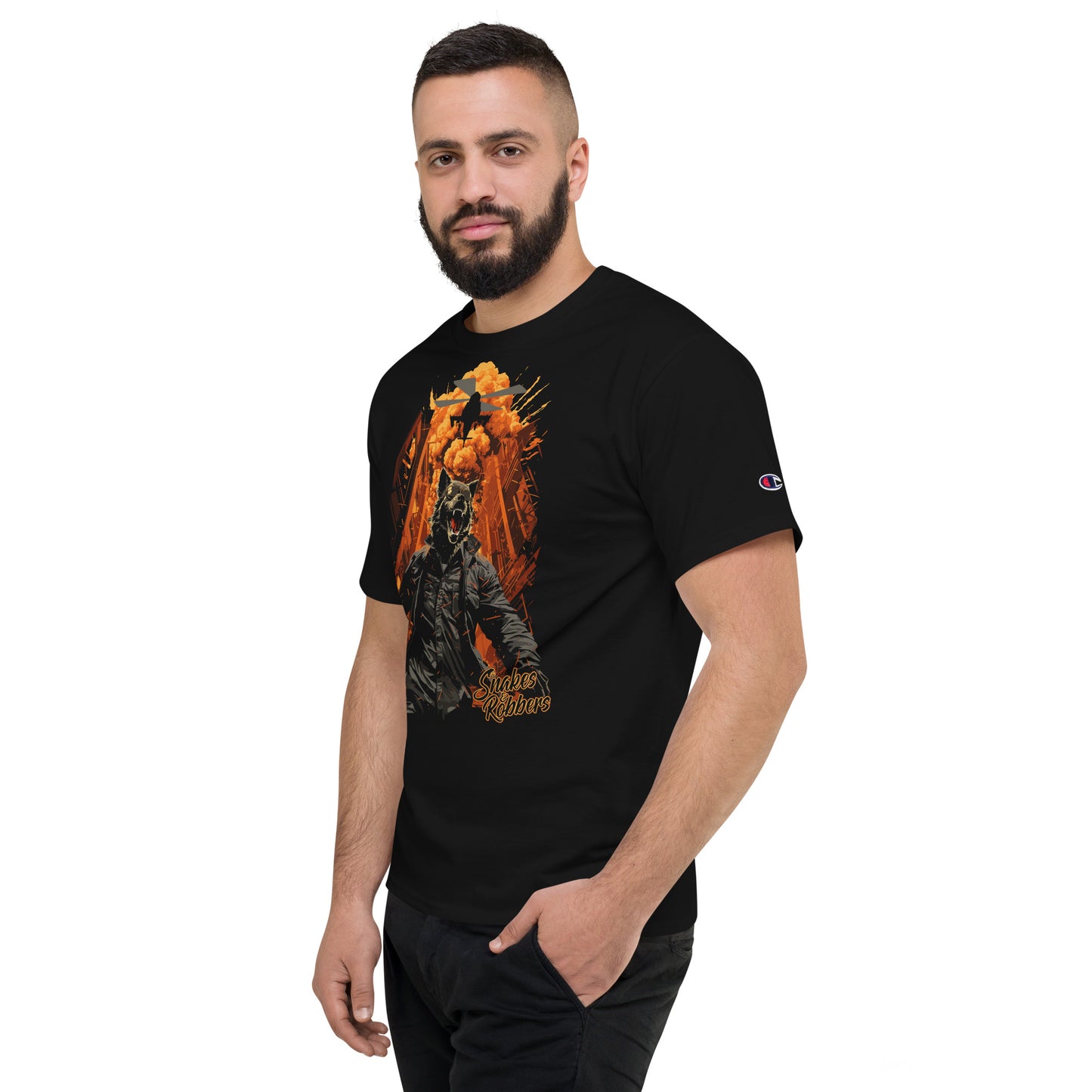 Lone Wolf walking away from Explosion Men's Champion Relaxed Fit T-shirt