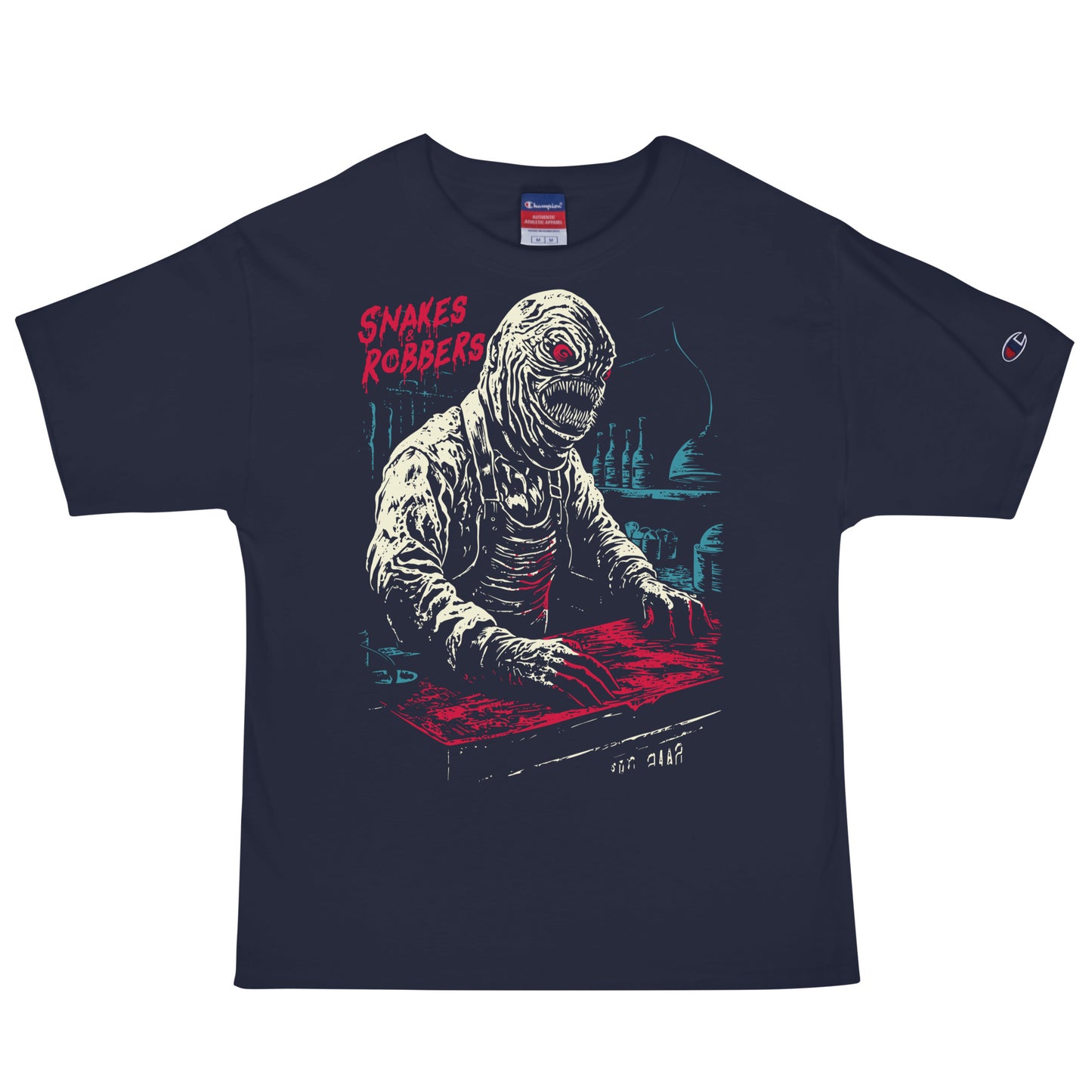 Butcher Shop Lagoon Creature Men's Champion Relaxed Fit T-shirt