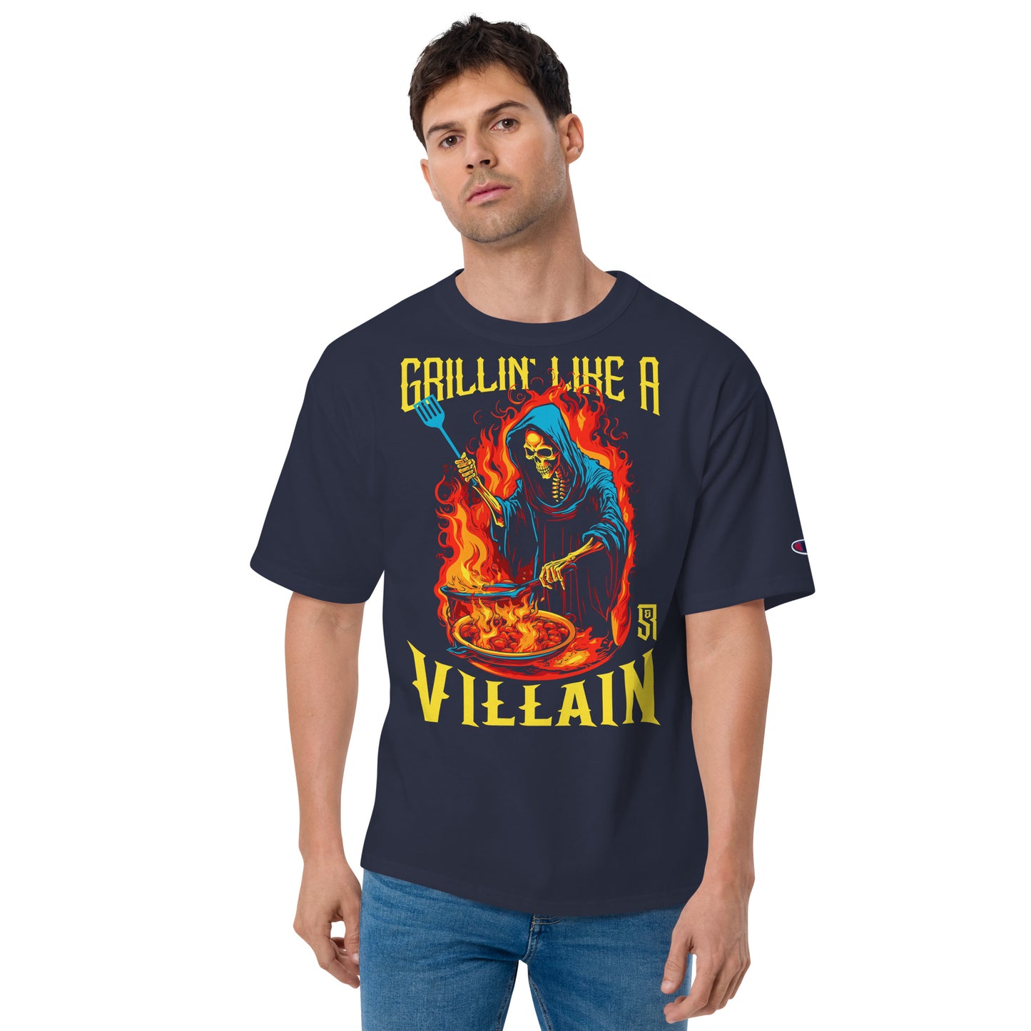 Grillin' like a Villain Grim Reaper Men's Champion Relaxed Fit T-shirt