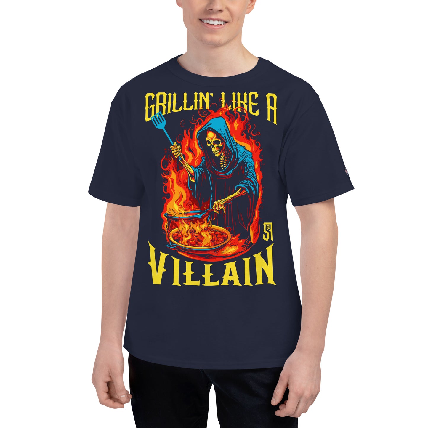 Grillin' like a Villain Grim Reaper Men's Champion Relaxed Fit T-shirt