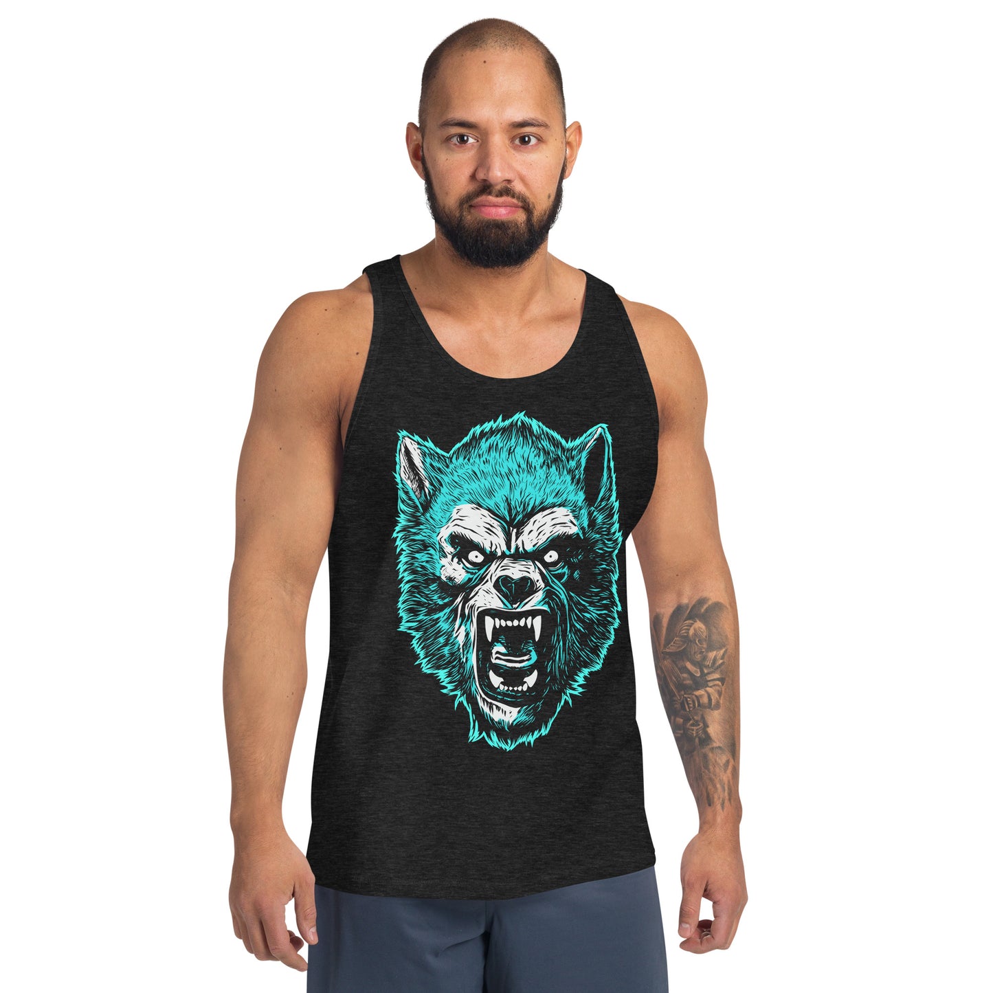 Charcoal-Black Triblend Werewolf Men's Tank Top