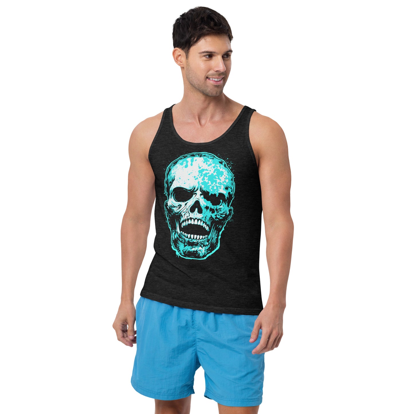 Charcoal-Black Skull Men's Tank Top