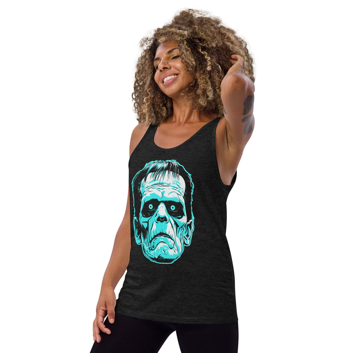 Charcoal-Black Triblend Frankenstein's Monster Men's Tank Top