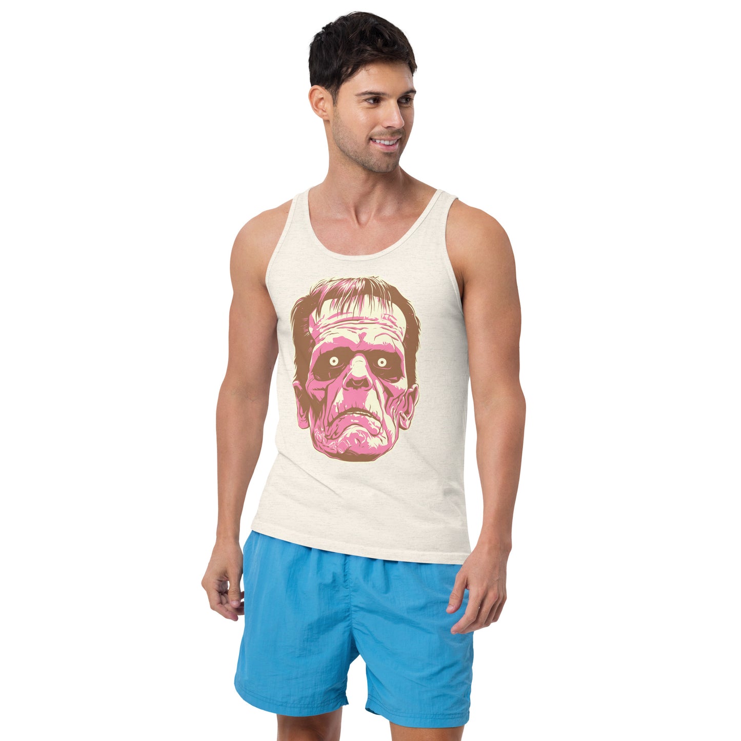 Oatmeal Triblend Frankenstein's Monster Men's Tank Top