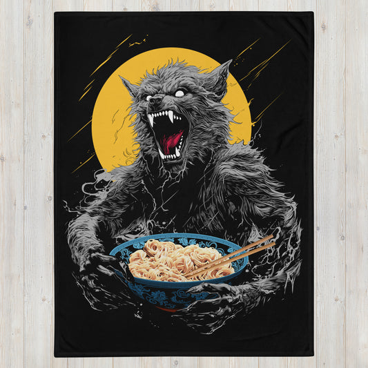 Ramen Wolf Throw Blanket