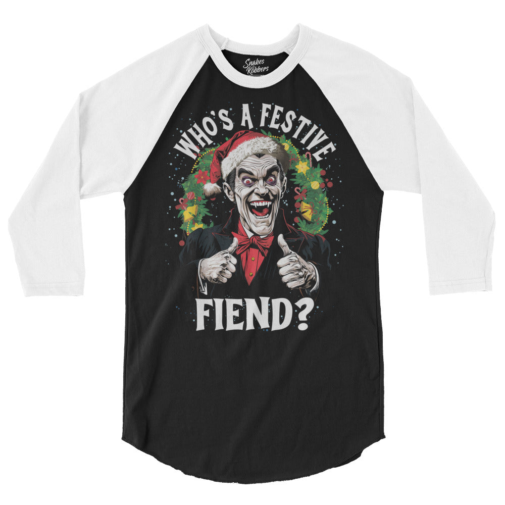 Who's a Festive Fiend 3/4 sleeve raglan shirt