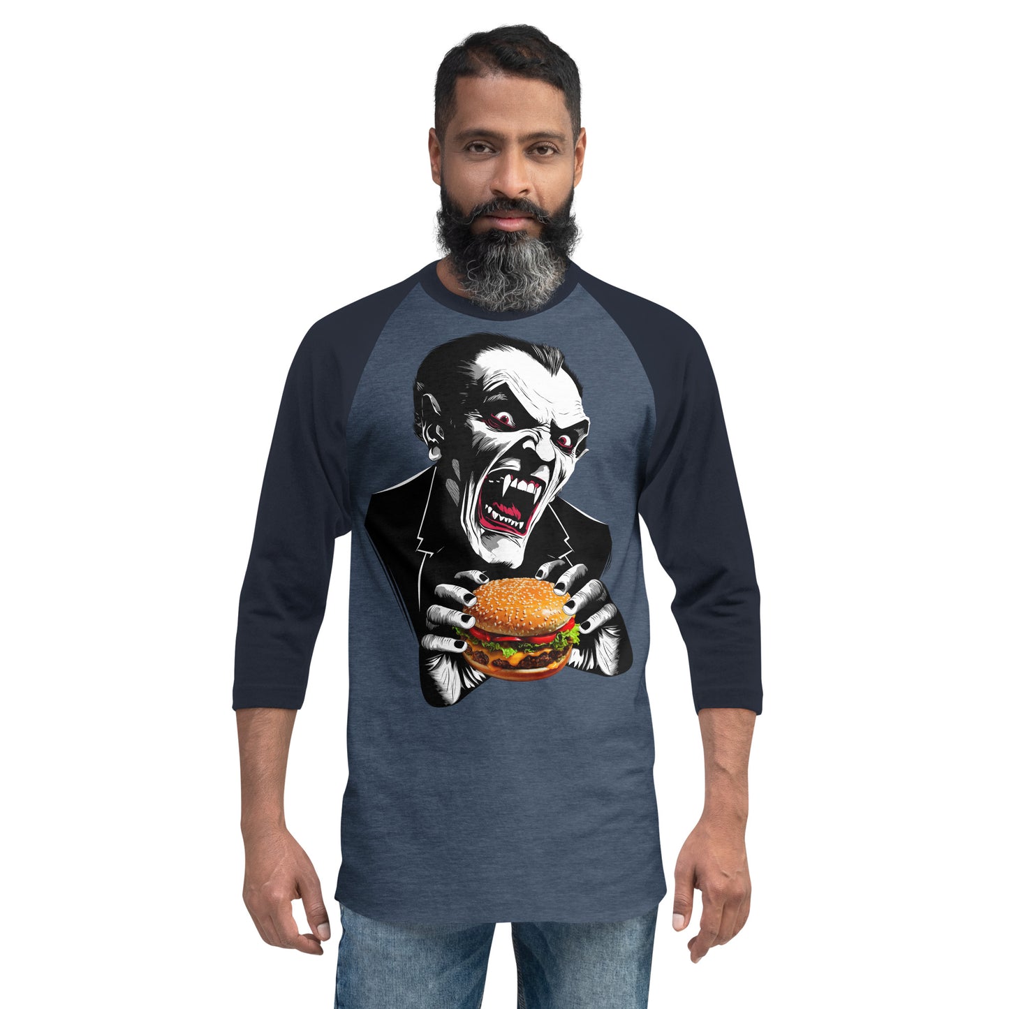 Count Cheese Burger 3/4 sleeve raglan shirt