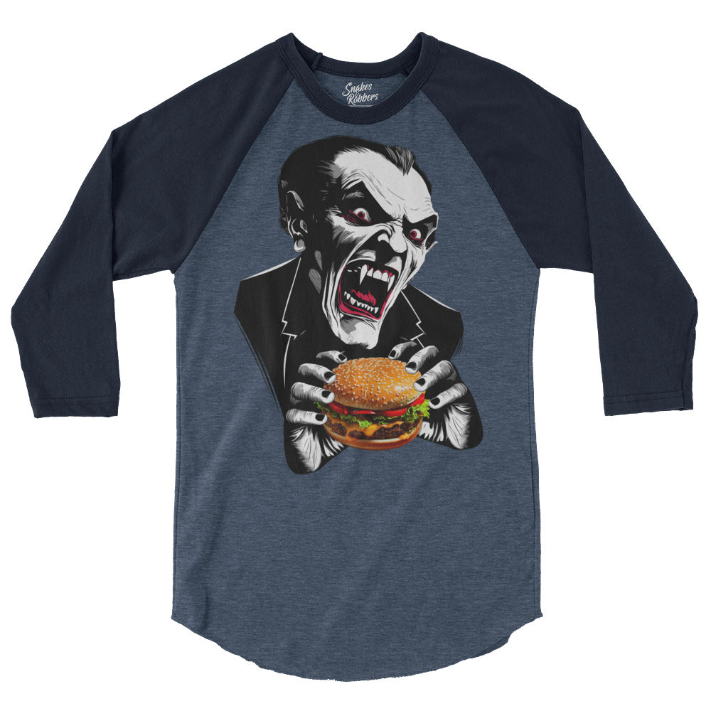 Count Cheese Burger 3/4 sleeve raglan shirt