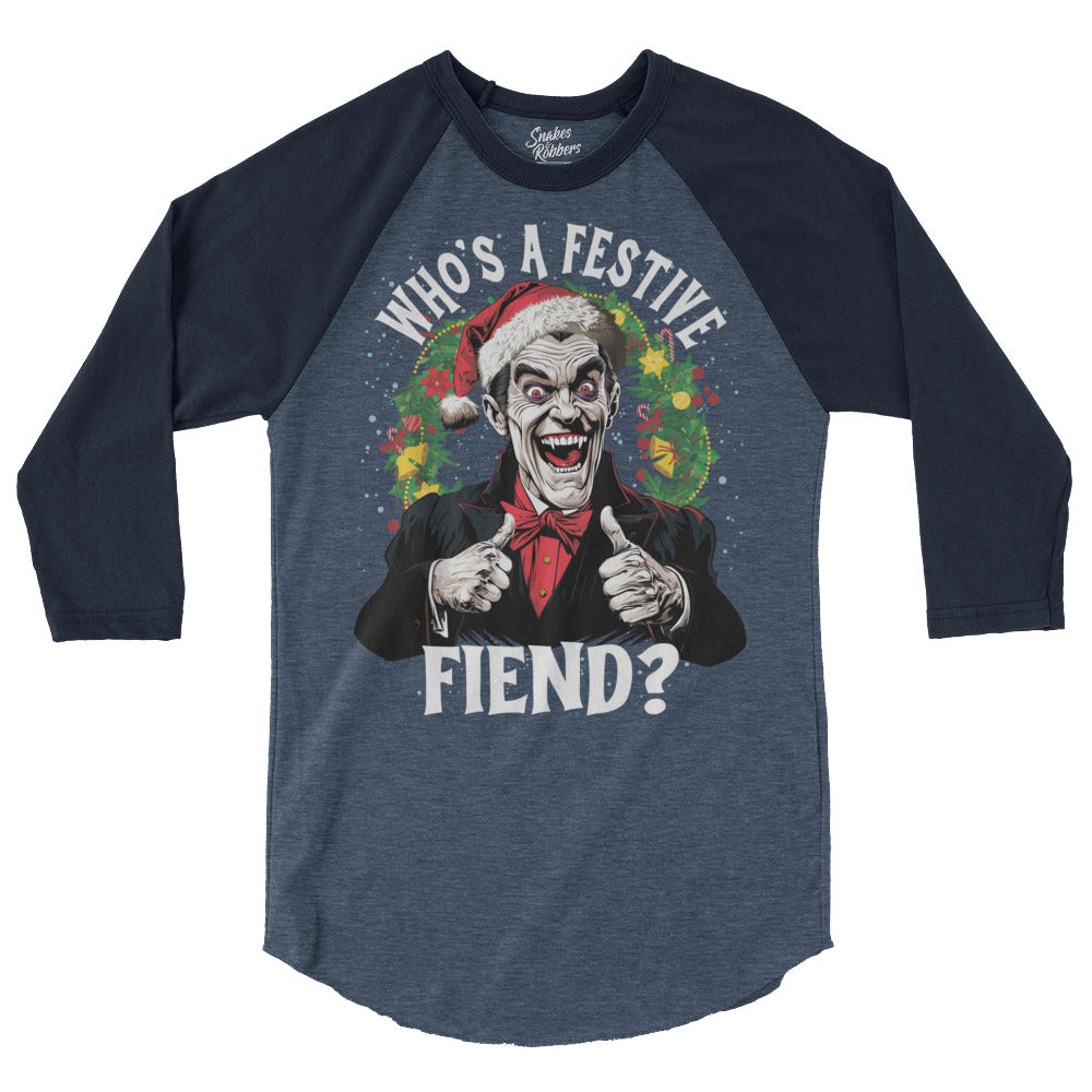 Who's a Festive Fiend 3/4 sleeve raglan shirt