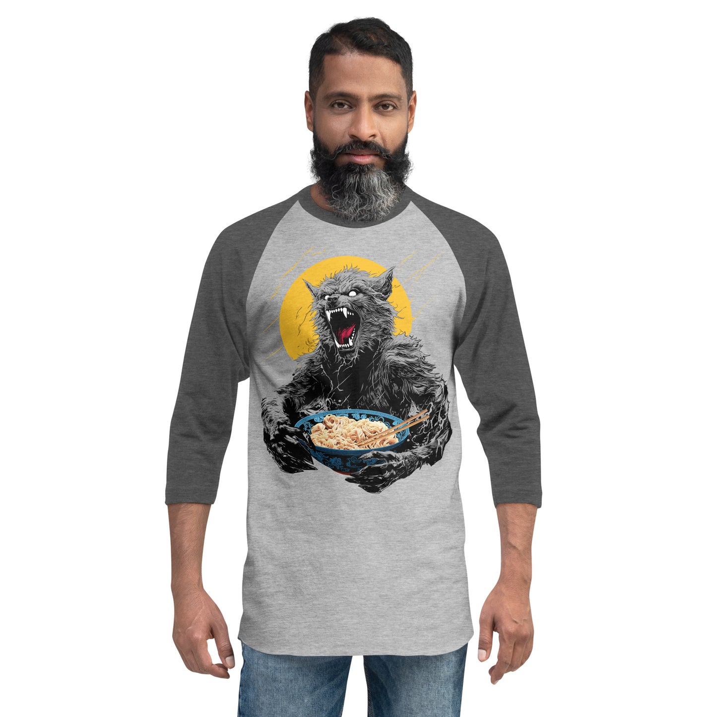 Ramen Wolf 3/4 sleeve raglan shirt