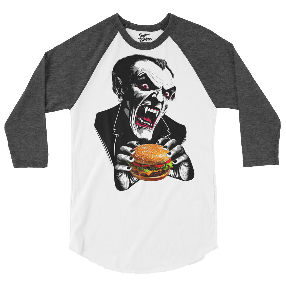 Count Cheese Burger 3/4 sleeve raglan shirt