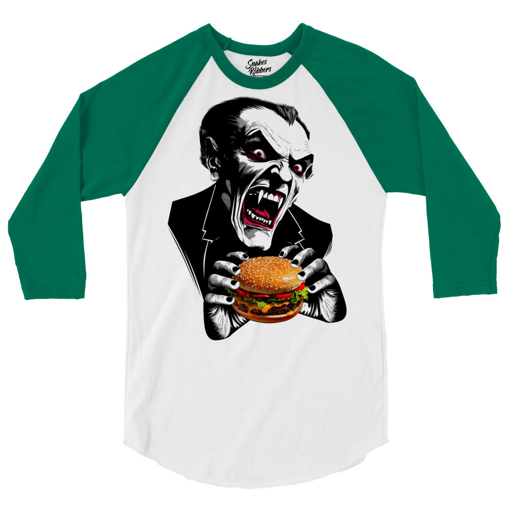 Count Cheese Burger 3/4 sleeve raglan shirt