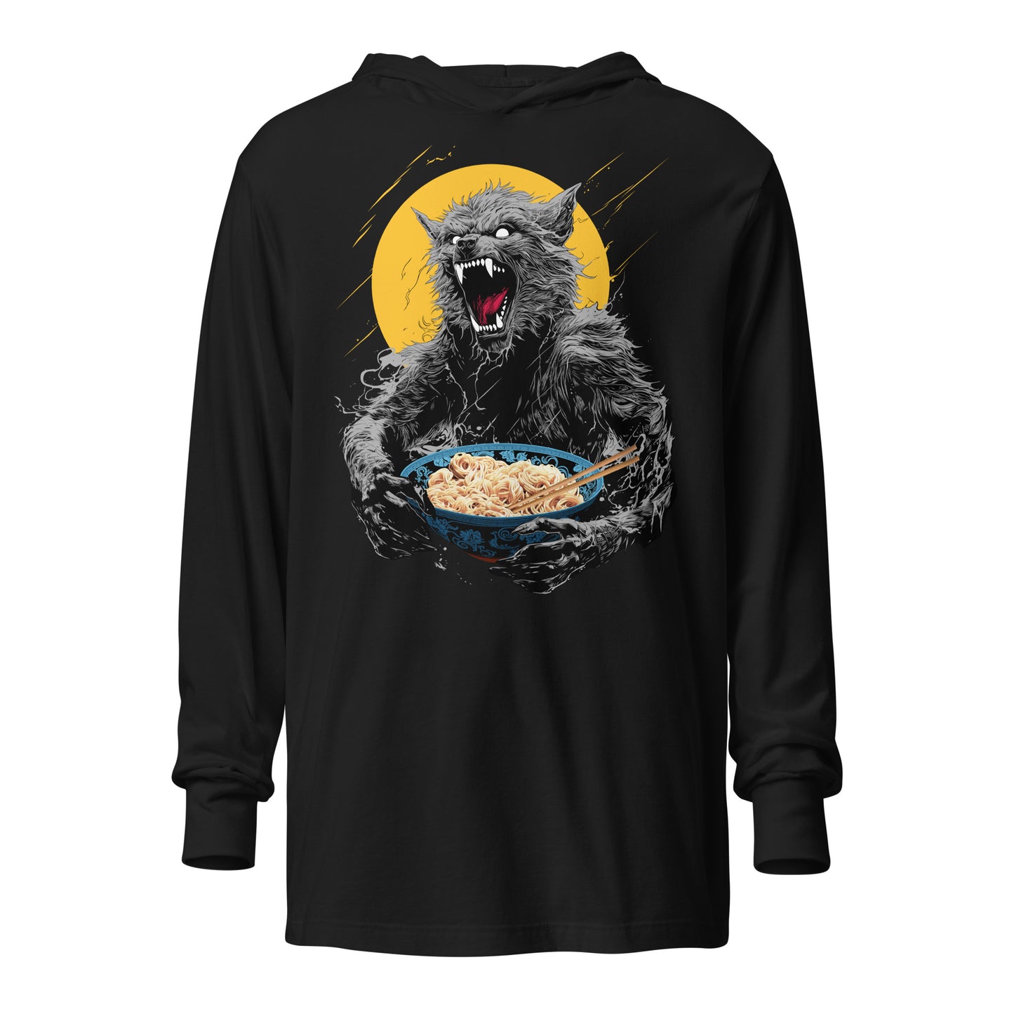 Ramen Wolf Hooded long-sleeve tee