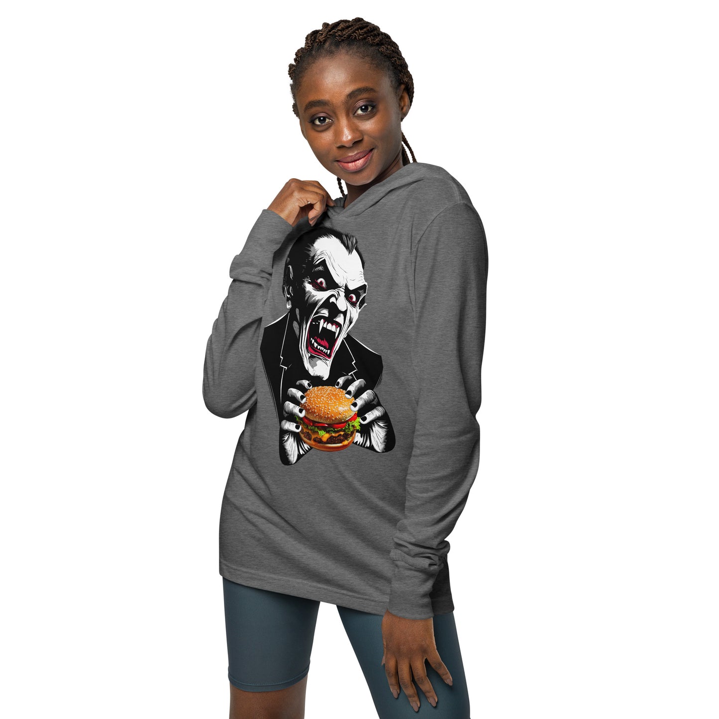 Count Cheese Burger Hooded long-sleeve tee