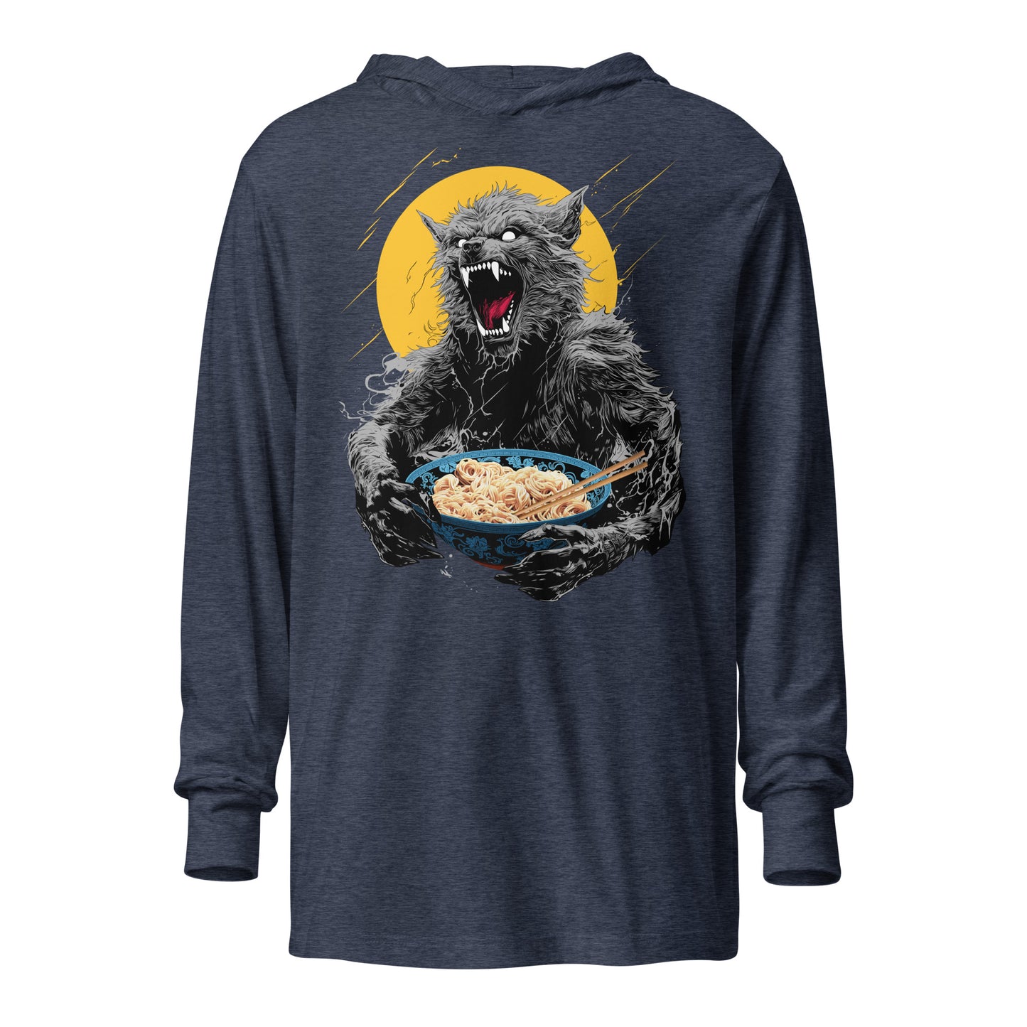 Ramen Wolf Hooded long-sleeve tee