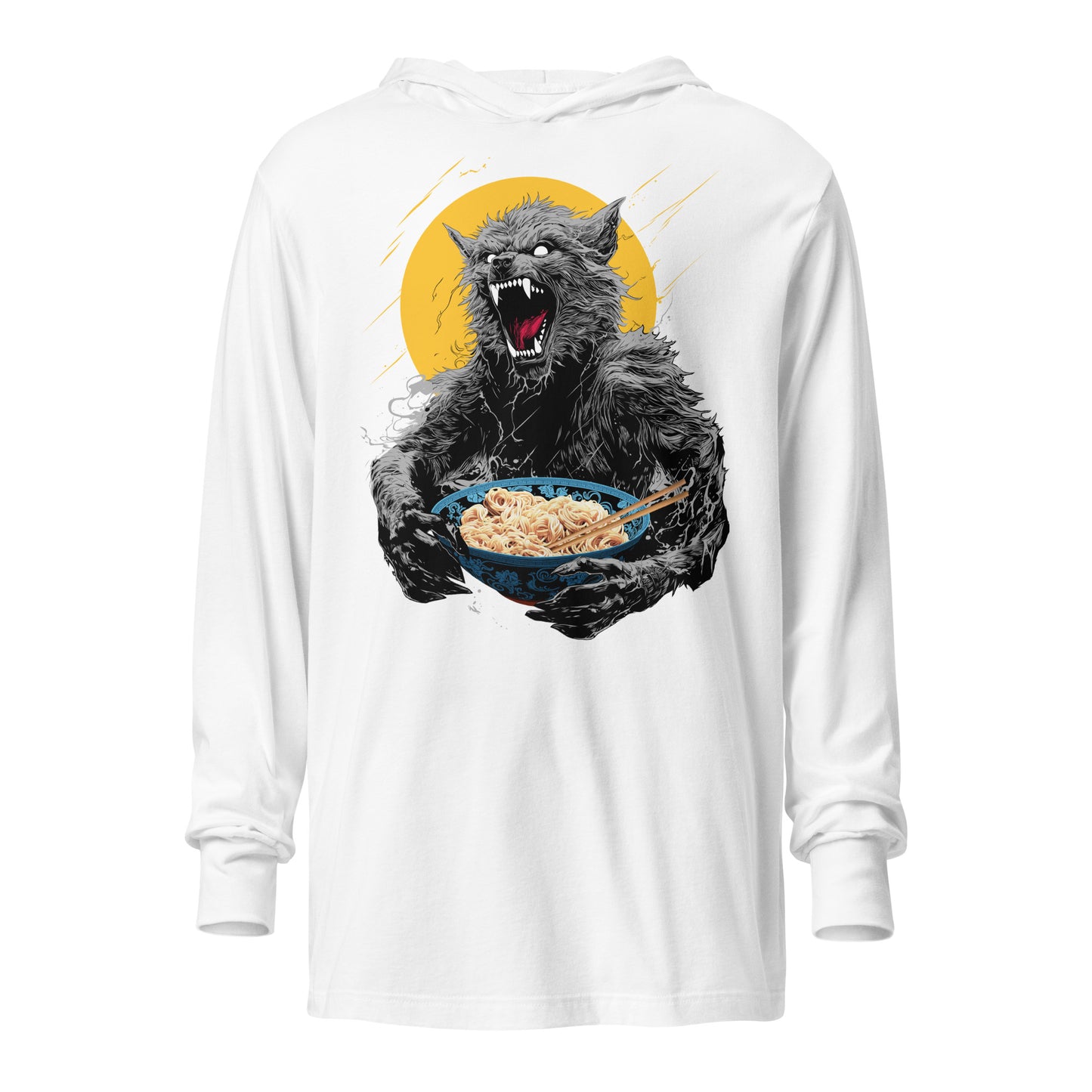 Ramen Wolf Hooded long-sleeve tee