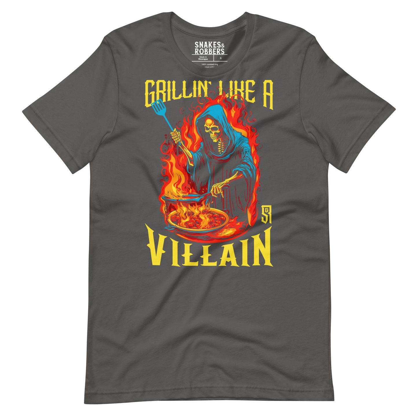 Grillin' like a Villain Grim Reaper Unisex Retail Fit T-Shirt