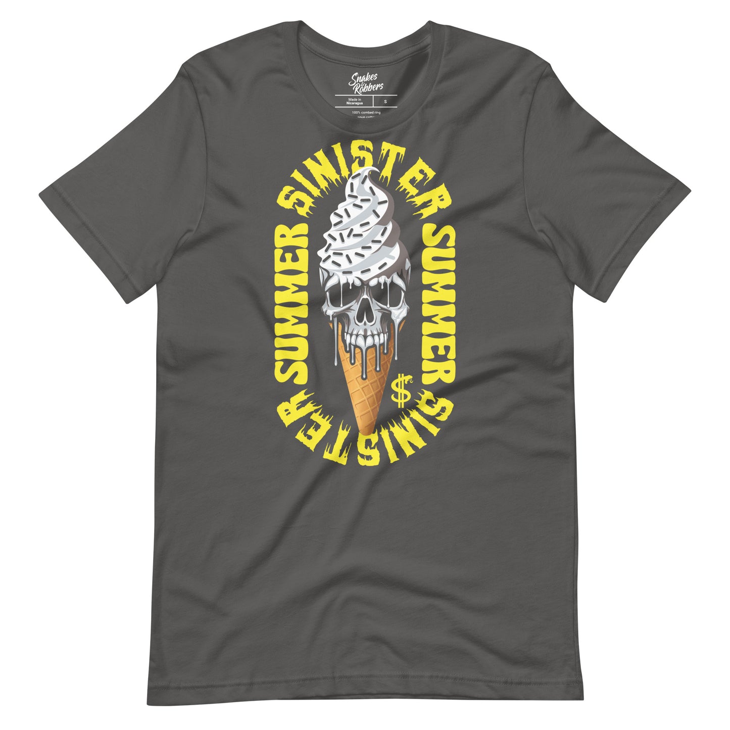 Sinister Summer Skull Ice-cream Unisex Retail Fit T-Shirt