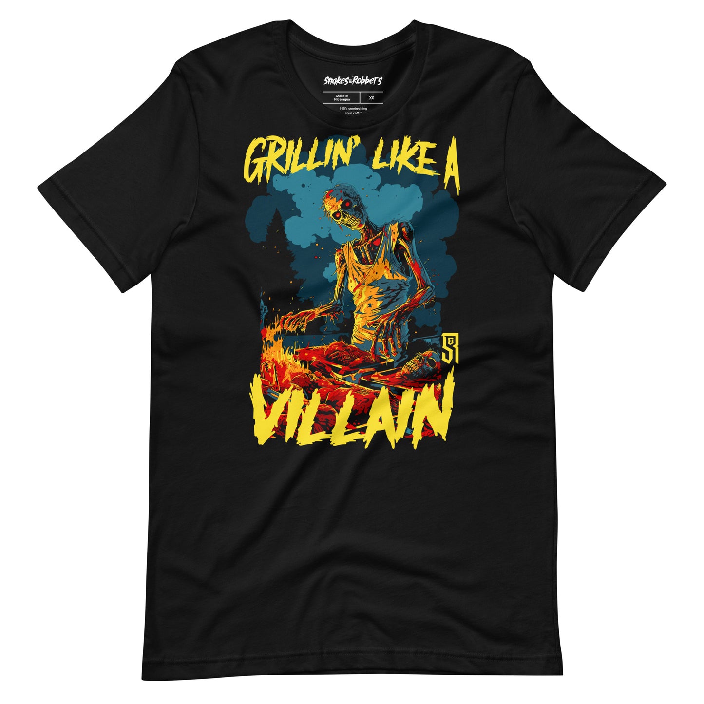 Grillin' like a Villain Zombie Unisex Retail Fit T-Shirt