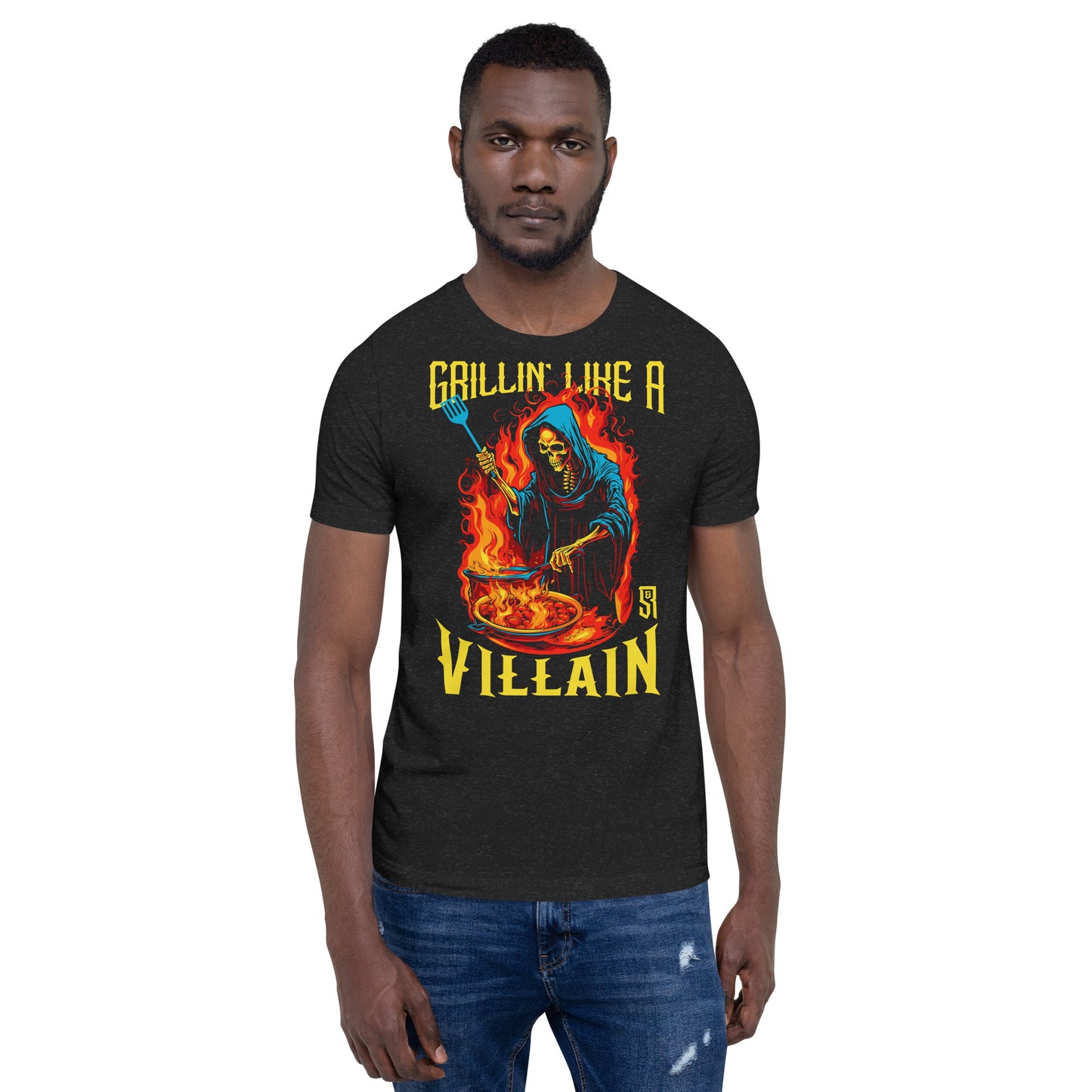 Grillin' like a Villain Grim Reaper Unisex Retail Fit T-Shirt