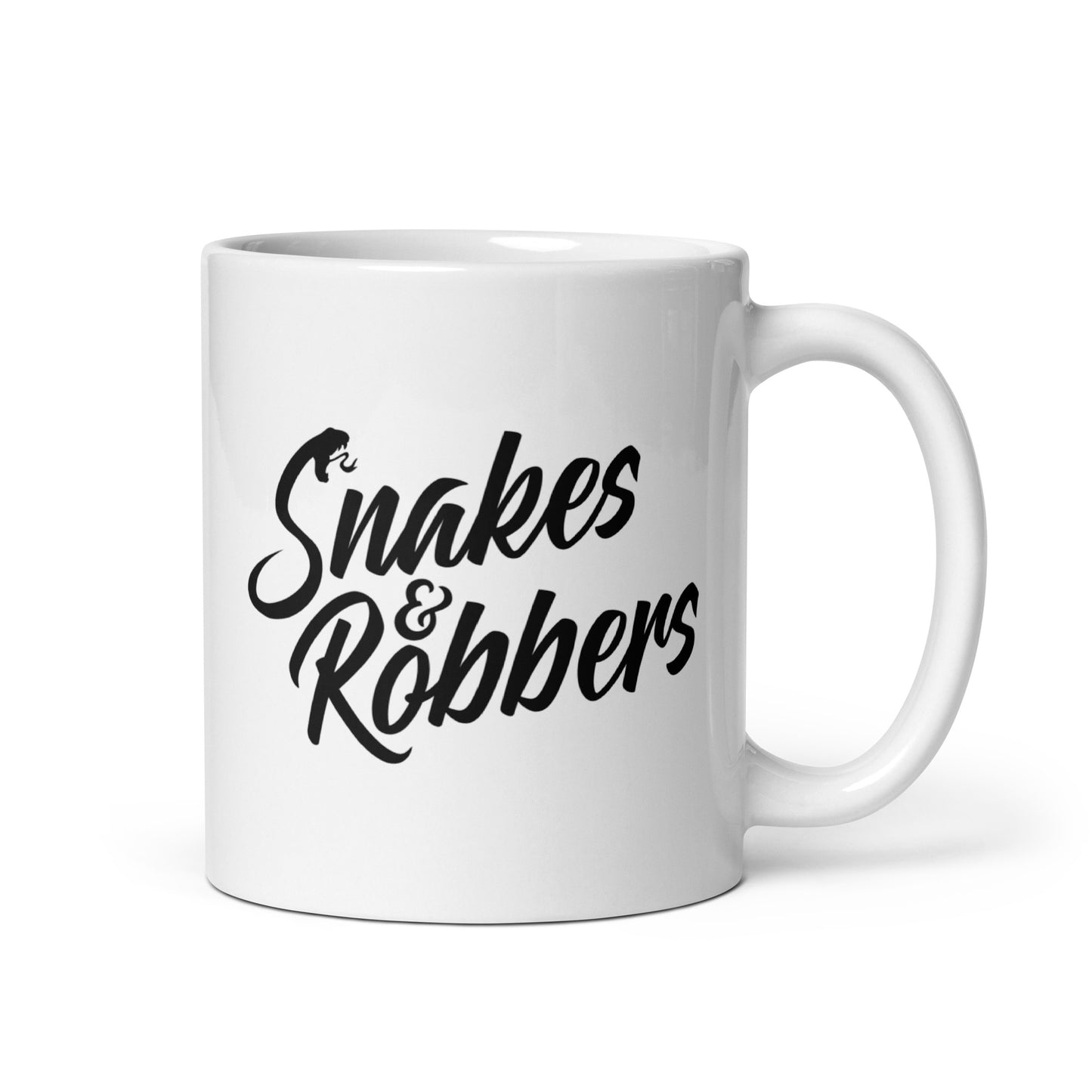 Villainous Lifestyle - Snakes & Robbers White glossy mug