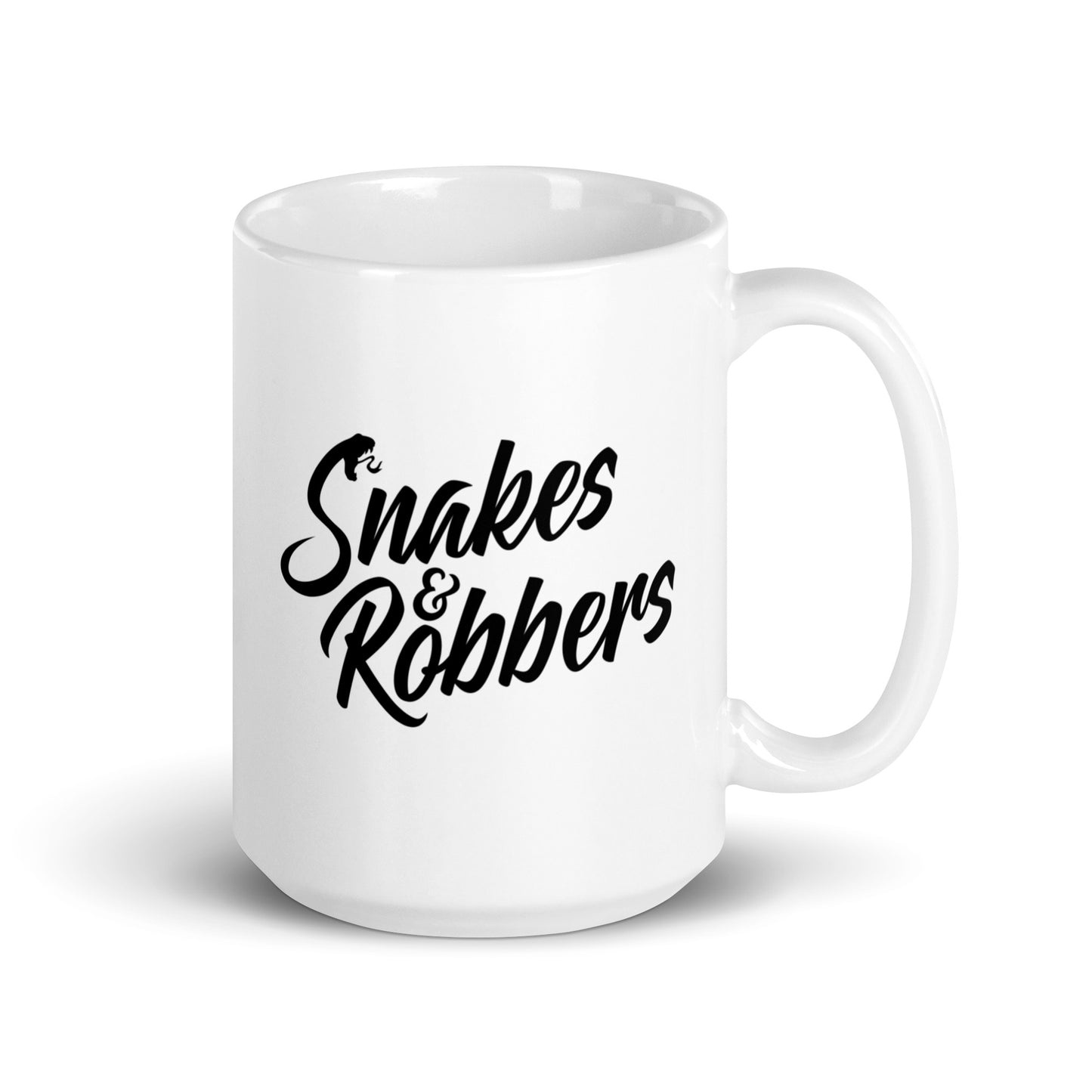 Villainous Lifestyle - Snakes & Robbers White glossy mug