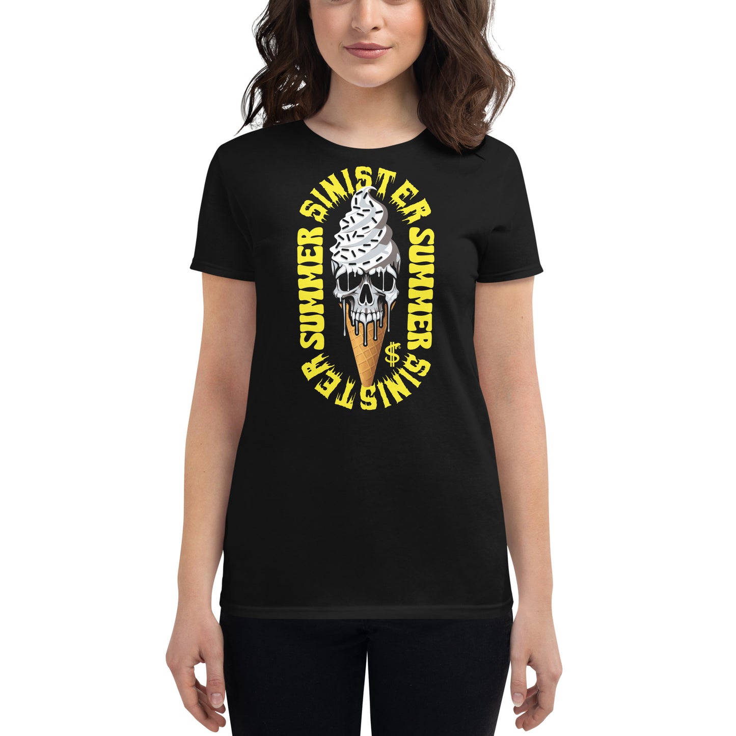 Sinister Summer Skull Ice-cream Women's Fashion Fit T-shirt