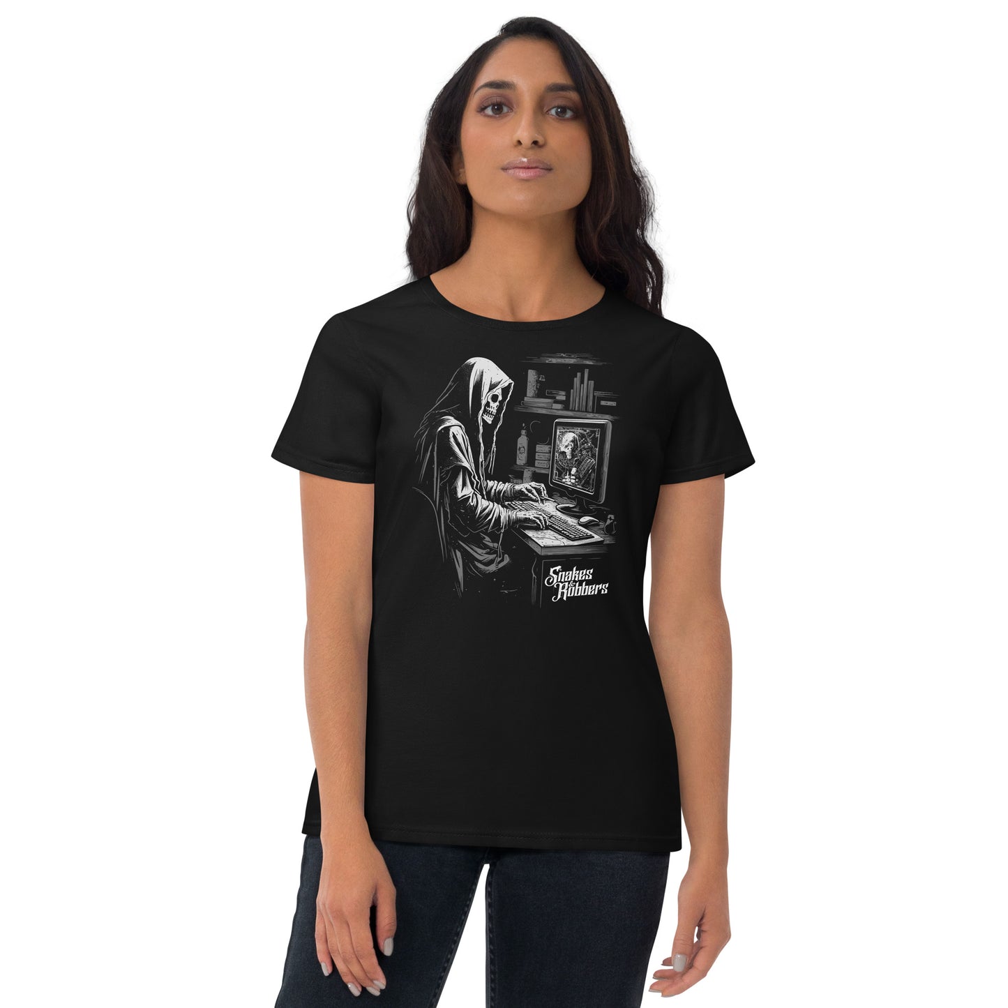 White Collar Grim Reaper Women's Fashion Fit T-shirt